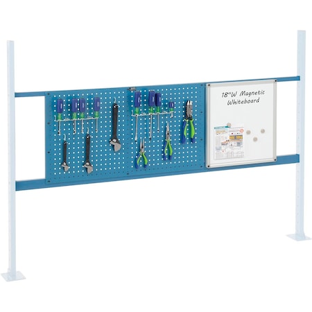 Global Industrial 36in Pegboard & 18in Whiteboard Panel Kit, 72inW, Blue 319170BL